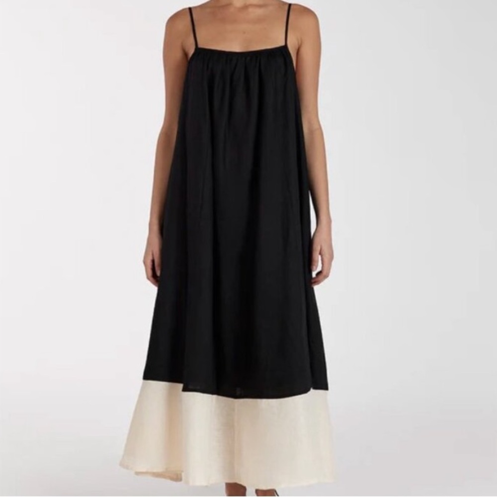 NWT DISSH Katelyn Two Tone Black Cream Midi Dress